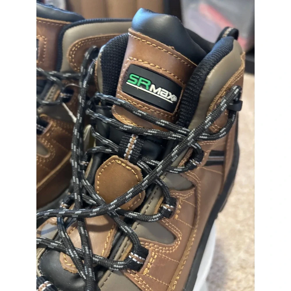 SR Max Mens  10.5 Brown Leather Composite Toe Slip Resistant Work Boots SRM5300